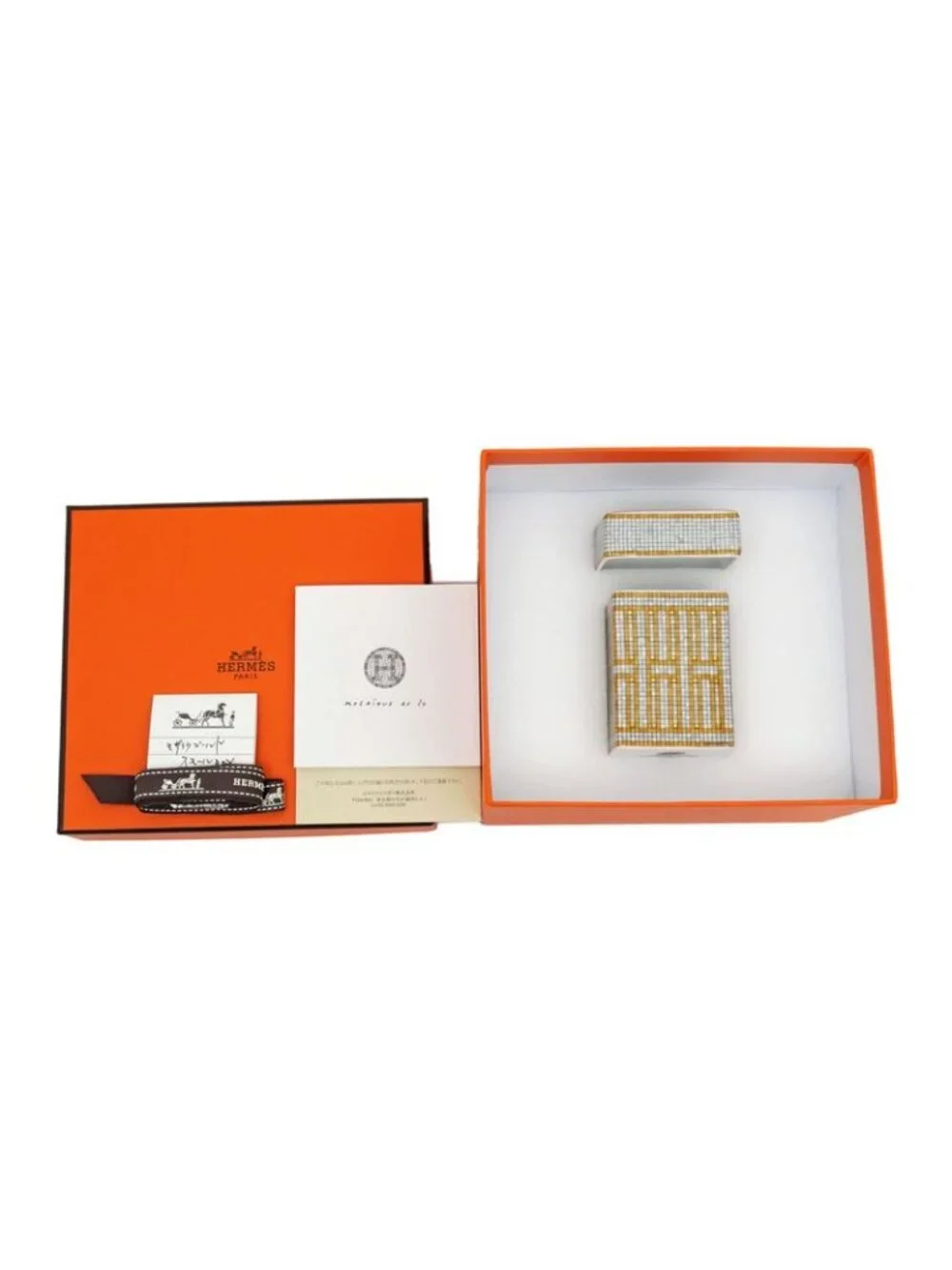 Hermes Small Box Mosaic 24 Gold White Pottery Accessories
